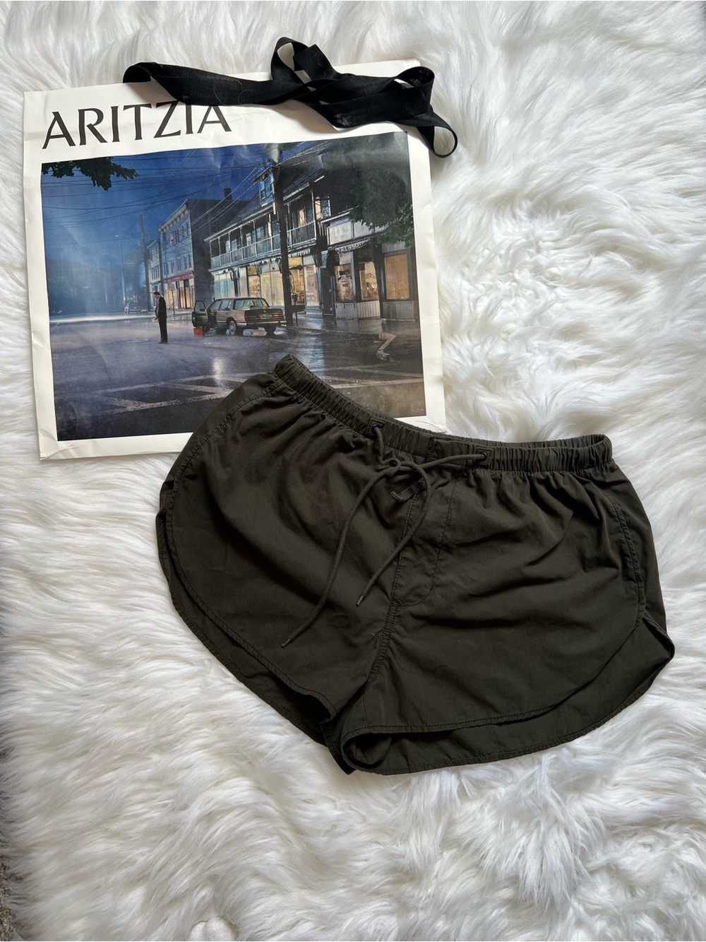 Aritzia Olive Green Athletic Drawstring Shorts